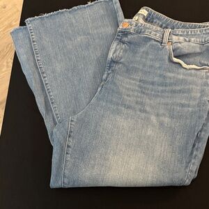 Ava & Viv Light Blue Distressed and Raw Hem Flare Jeans